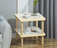 Table basse moderne du milieu du siècle à 2 niveaux avec rangement Meubles en bois industriels carrés simples pour salon