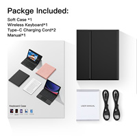 Keyboard Pintar Nirkabel Grosir Pabrik dengan Lampu Latar RGB 7 Warna untuk Samsung Galaxy Tab A8 Casing Keyboard dengan Penyangga Multi Sudut