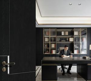 <span class=keywords><strong>Porte</strong></span> <span class=keywords><strong>intérieure</strong></span> en bois noir de luxe |   <span class=keywords><strong>Porte</strong></span> murale encastrée minimaliste moderne pour bureau de penthouse haut de gamme |   Insonorisé et durable - Product Image 6