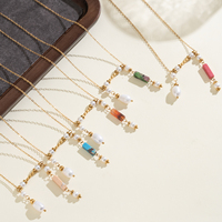 Collier vintage en pierre naturelle baroque, perle d'eau douce, plaqué or 18K PVD, acier inoxydable réglable, bijoux bohèmes pour femmes