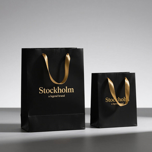 All'ingrosso confezione di profumo di abbigliamento per gioielli regalo sacchetto di carta personalizzato con Logo di lusso nero moderno fustagliato sacchetti di carta unici - Product Image 2