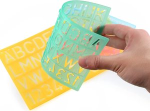 ชุดแม่แบบพลาสติกสำหรับวาดภาพ ตัวอักษร ตัวเลข แบบนำกลับมาใช้ใหม่ได้ 21337 ชิ้น 4 ชิ้น สำหรับเด็ก DIY สมุดภาพ งานศิลปะ - Product Image 6