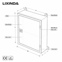 Boîtier de distribution électrique mural LIXINDA en métal IP54 avec serrure mécanique, conforme CE RoHS, personnalisable 10A-630A pour extérieur