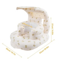 Siège gonflable pour bébé en PVC blanc avec imprimé ours doré, auvent intégré, 53x50x37 CM, dossier pliable, capacité de charge 30 KG, 3+