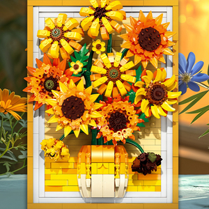 Bloques de Construcción Creativos con Marco de Imagen de Girasoles de <span class=keywords><strong>Van</strong></span> <span class=keywords><strong>Gogh</strong></span> JJ9233, Plástico ABS, Juguete Educativo de Construcción, Modelo para Montar en la Pared - Product Image 4
