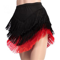 Jupe Courte de Danse Latine pour Femme, Sexy, Tricolore, Dos Nu, à Franges Irrégulières, Rouge Senba Dango 2025, en Polyester, Tutu et Jupes