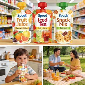 Pochettes à bec verseur personnalisées <span class=keywords><strong>de</strong></span> qualité alimentaire, sans BPA, anti-fuite, pour jus et boissons liquides, conformes aux normes FDA - Product Image 6