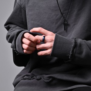 Anillo de acero de tungsteno negro y azul con corte de diamante, estilo único y popular, para los dedos índice de los hombres; único, individualista - Product Image 2