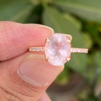 Bague en argent sterling 925 au design classique, avec quartz rose, bague de fiançailles, bague de promesse, cadeau pour elle