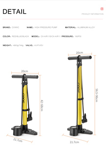 Pompe à pied en alliage d'aluminium Presta Schrader Valve Gonfleur de pneu de vélo Pompe à pied avec manomètre numérique - Product Image 2