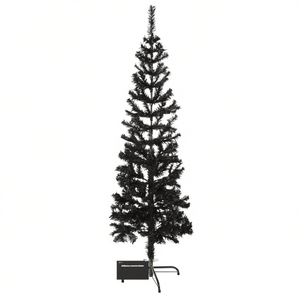 Árbol de Navidad Artificial Negro Delgado de 1.5 m para Interiores, de Plástico, sin Luces Incluidas - Product Image 1
