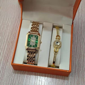Ladies Quartz Wrist <strong>Watch</strong> and Bracelet Gift Set Stainless Steel <strong>Rectangular</strong> Roman Numeral Dial OEM Custom Logo Women <strong>Watch</strong> Set - Product Image 1