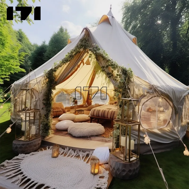 Barraca luxuosa para glamping yurt, hotel resort, 4 estações, sino, 6m, 5mt, porta dupla, parede, sino