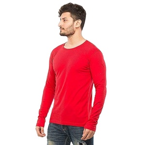 custom oem bulk <b>RED</b> color long sleeves <b>tshirts</b> for men - Product Image 1