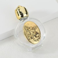Bouteilles en verre gaufrées de 15 ml pour eau bénite, en métal plaqué or et argent, avec motifs chrétiens catholiques (Jésus, Vierge Marie, Michel, Benoît)
