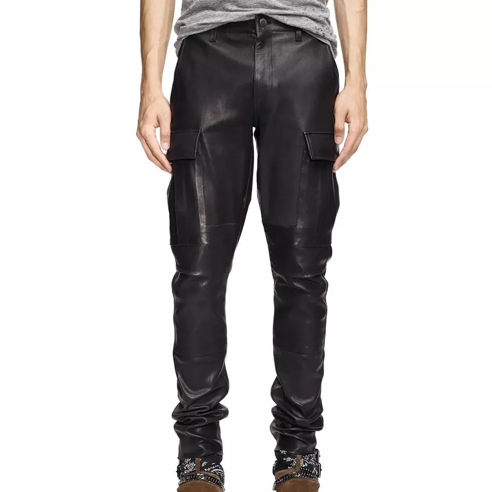 2023 New Outdoor Designer Product Leather Pants For Men Custom Fashion Cargo Wax Denim Vintage Men Jeans Pants