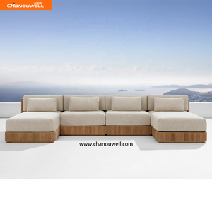 Élégant Canapé d'Extérieur en <span class=keywords><strong>Teck</strong></span> 4 Places avec Motif Rayé, <span class=keywords><strong>Teck</strong></span> de Qualité Supérieure Résistant aux Intempéries pour Salon de Jardin - Product Image 2