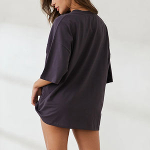 F230370 المصنع حسب الطلب بلوزات مريحة نشطة كاجوال ملابس العمل الخارجي واسعة قطن ثقيل 5XL التطريز تي شيرت - Product Image 2