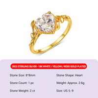 Bague solitaire en argent sterling 925 certifiée GRA, taille cœur 8x8mm, pour femme, avec moissanite personnalisée, vente en gros fabricant