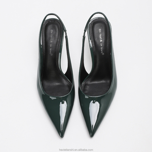 Sandalias de <span class=keywords><strong>Tacón</strong></span> Alto de 7.5cm con Punta en Pico y Logotipo Personalizado, Zapatos de <span class=keywords><strong>Tacón</strong></span> de Charol para Mujer, Diseño de Diseñador - Product Image 5