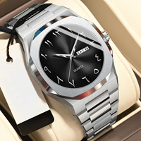 Jam Tangan Quartz Pria Tahan Air Logo Custom Mewah Lapis Emas Olahraga Bercahaya Multi Fungsi Bisnis Luar Ruangan