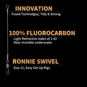 Filo da pesca per carpe, accessori per rig, boom fuso 100% fluorocarbon, hooklink con Ronnie e girella ad anello - Product Image 2