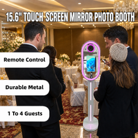 Photomaton Miroir Magique avec Cadre Ovale 15,6 Pouces, Bande Lumineuse RGB, Colonne, Processeur Core I5 6ème Génération, pour Événements