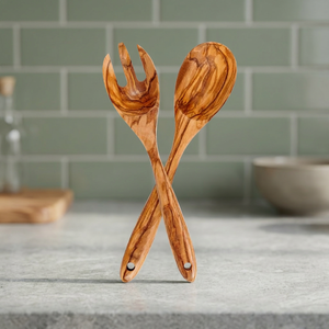 En stock al por mayor: Juego de utensilios de cocina de madera de teca, espátula de madera, cuchara y tenedores para ensalada. - Product Image 3