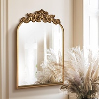Miroir mural baroque en résine, surdimensionné, personnalisé, antique, orné, doré, vintage, avec cadre en métal cintré, pour hôtel, maison, décoration