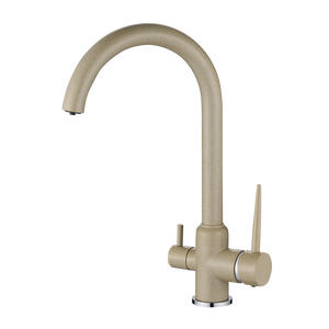 Grifo de Cocina de Lujo en Latón Dorado con Purificador de Agua, Doble Manija, Núcleo Cerámico, Acabado Pulido, Montaje en Encimera, Un Solo Orificio 1753, Agua Potable Limpia - Product Image 5