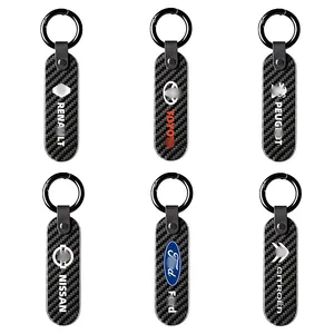 Personalised Gift Leather Keyring Llavero Luxury Designer Blank Custom Epoxy Logo Style Leather Car Carbon Fiber Keychain