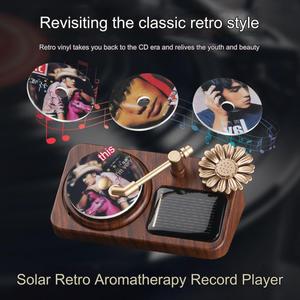 Mini Retro Solar Powered CD Decoration Eliminator Luxury Vinyl <strong>Record</strong> <strong>Player</strong> Fragrance Diffuser Air Freshener <strong>Turntable</strong> - Product Image 2