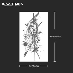 INKARTLINK Pegatina de tatuaje de tigre con salpicaduras de tinta, <span class=keywords><strong>cabeza</strong></span> de animal realista, estilo urbano, abstracto, herbario, 15 días, arte corporal, suministros a granel - Product Image 4