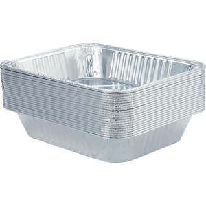 <b>Aluminium</b> Rectangle Disposable Food <b>Container</b> 2 Portion 1000ml 2.25lb 22x16x5cm Plastic Lid - Product Image 2