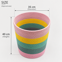 Panier décoratif en corde de coton arc-en-ciel, rond, tissé, avec poignées dissimulées, pour ranger jouets, couvertures, serviettes, vêtements, chambre d'enfant