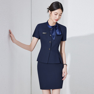 Women's Short Sleeve <b>Work</b> Uniform Set Hotel Professional Attire Polyester Cotton Blend Spring 2025 - Product Image 3