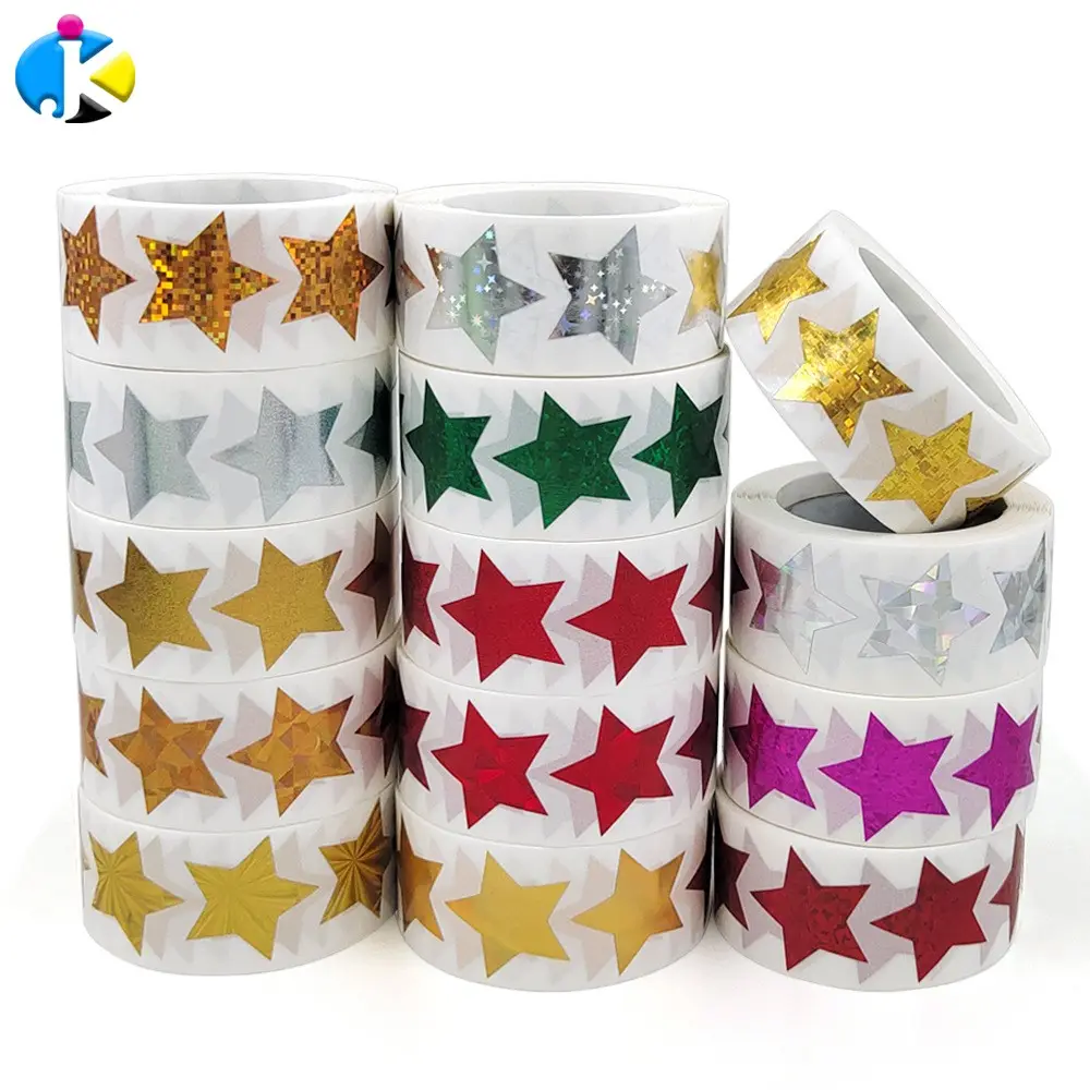 Adesivos coloridos para ponto 1 rolo de 500, estrelas de graças, presente, mercadorias, selagem decorativa, etiqueta de bronzeamento quente