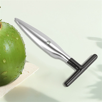 Ouvre-noix de coco manuel en acier inoxydable avec poignée en caoutchouc et outils d'ouverture de noix de coco