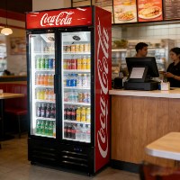 Équipement de réfrigération commerciale, réfrigérateur vertical à vitrine, réfrigérateur vertical personnalisé à 2 portes vitrées, mini-réfrigérateur à boissons