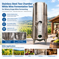 Cuve de fermentation à deux compartiments en acier inoxydable pour la vinification du vin blanc en cave à vin