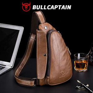 BULL CAPTAIN Genuine Leather Sling Bag Shoulder Daypack Sport Travel <b>Men</b> <b>Cross</b> Baody Bag Leather Chest Bag <b>Men</b> Vintage <b>Men</b> Bag - Product Image 1