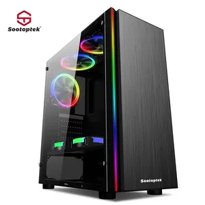 Kunden spezifisches PC-Gehäuse Hot Sale Neues Design Desktop-Computer-Spiele tasche Atx mit RGB-LED-Licht leiste und Lüfter