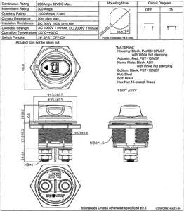 Interrupteur de coupure de batterie 200 ampères - Interrupteur d'arrêt 32V CC 2 positions avec isolateur de déconnexion - Product Image 5