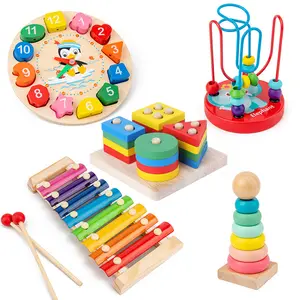 Лидер продаж, Детские деревянные игрушки из бисера, деревянные строительные блоки для раннего образования, игрушки для детей