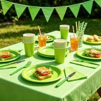 Ensemble d'assiettes en papier jetables de couleur unie, nappe de fête, fournitures de décoration de table pour fête d'anniversaire