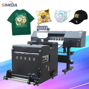 Siheda四头印刷机t恤，带24英寸dtf tpu粉末干燥机定制薄膜转移贴纸打印机dtf 60