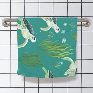 2024 New Arrival Teal Sea Turtle Sea Grass Print Girl Boy Towels
