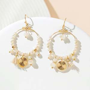 Nouvelles boucles d'oreilles de mode pour femmes de Style bohème Offre Spéciale boucles d'oreilles rondes en acier inoxydable à pampilles - Product Image 5