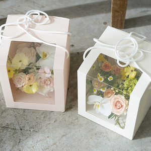 Pink White Foldable Floral Bouquet Valentine's Day Boxes Portable Flower <strong>Gift</strong> <strong>Box</strong> With <strong>Long</strong> Handle/Window - Product Image 5