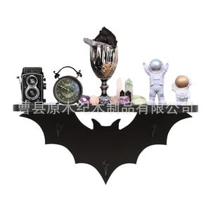 Wooden <b>Wall</b> <b>Mounted</b> Bat Shaped <b>Shelf</b> Halloween Decor Storage Organizer For Bedroom Living Room - Product Image 1